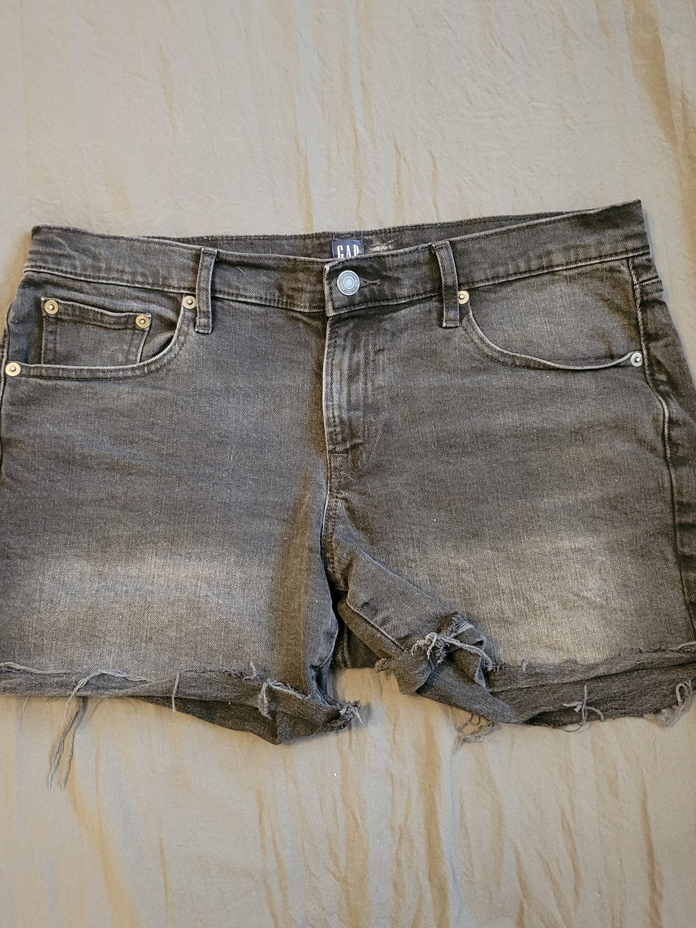 GAP Black Distressed Denim Shorts
